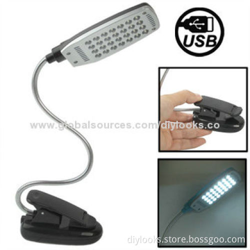 USB 28 LED Flexible Folding Variety Bending Desk Light with Clip (Black)